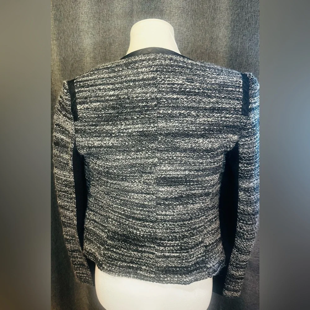 Rebecca Taylor Black & White Tweed Moto Jacket | Size 6